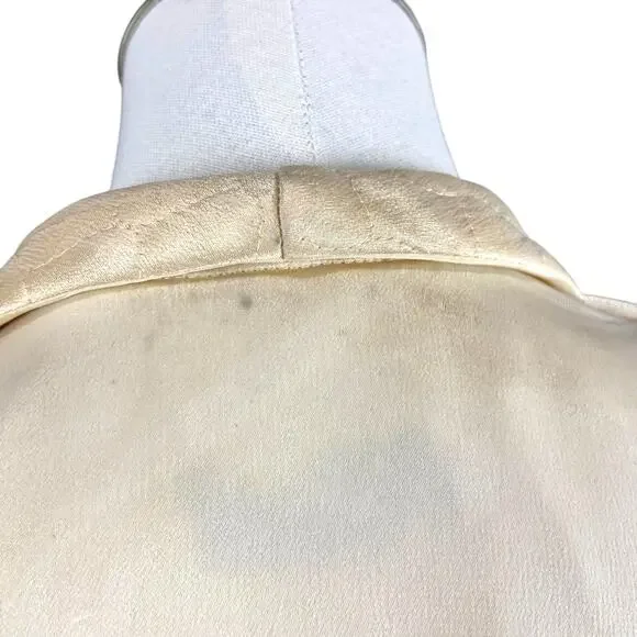 Vintage 30s 40s KAMORA Ivory Liquid Satin Maxi Dressing Gown Robe Women's Size S - Picture 13 of 15